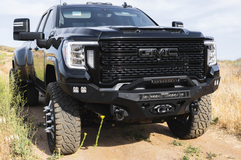GMC Sierra 2500 Front Bumper - DV8 Offroad - Spec Series - Micro-texture black powder coat with satin black accents - `20-`23